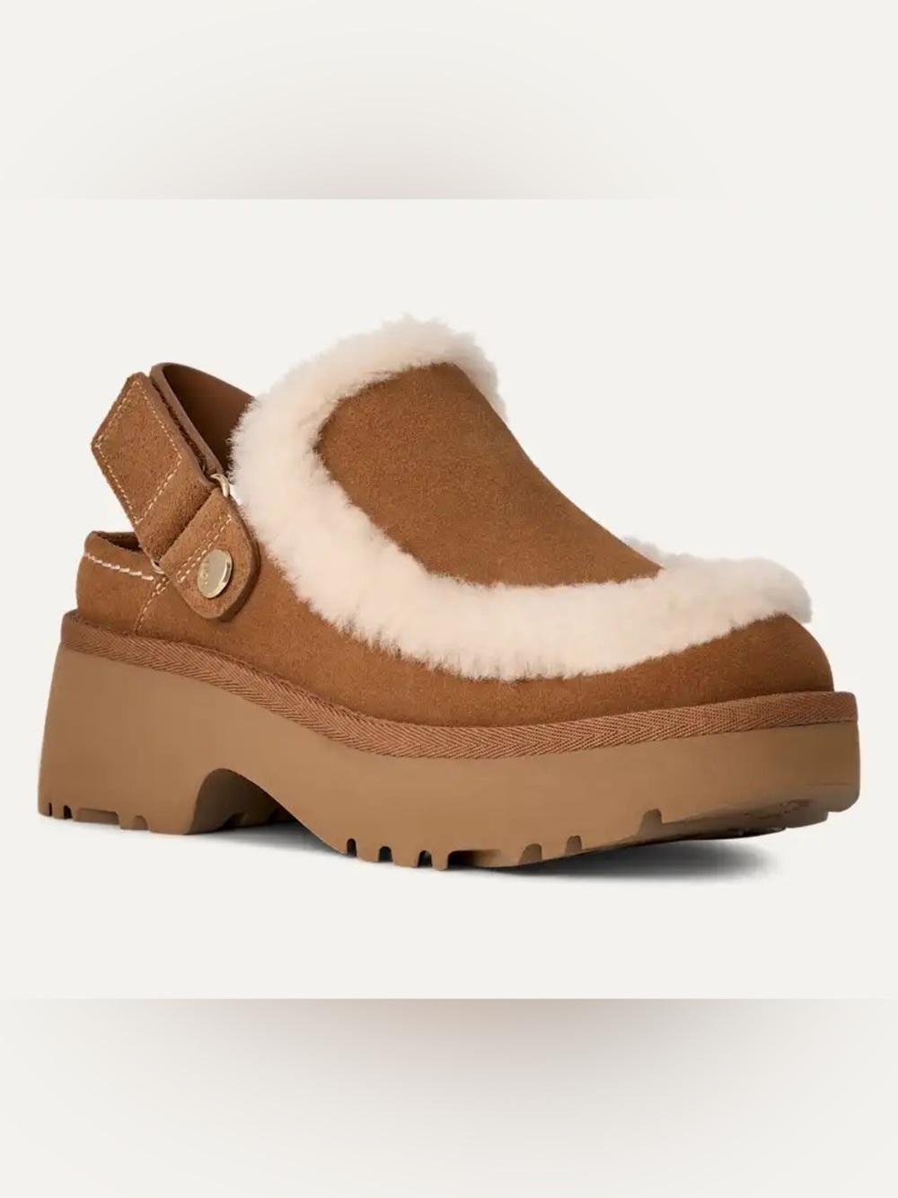 UGG Esmee clog Shearling-Trim Slingback NEW color chestnut